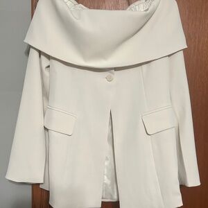 LuxeDress Off-Shoulder Asymmetrical Blazer